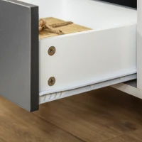 HOMCOM Chevet Table de Nuit Design Contemporain 40L x 40l x 45H cm tiroir + Niche Panneaux Particules Gris Blanc(m-8)