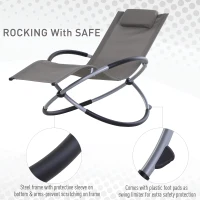 Outsunny Outdoor Orbital Lounger Zero Gravity Patio Chaise Sun Lounger Foldable Rocking Chair with Pillow, Grey(m-5)