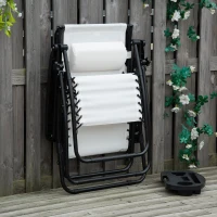 Outsunny Zero Gravity Garden Folding Patio Sun Lounger w/Cup Holder & Canopy Shade White(m-11)