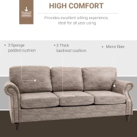 HOMCOM 3 Seater Corner Sofa Microfiber Cloth Wood Frame Thick Padding High Back, Brown(m-5)