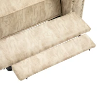 HOMCOM Studded PU Leather Reclining Armchair w/ Retractable Footrest Beige(m-9)
