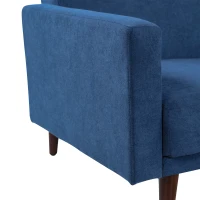HOMCOM Canapé Convertible 2 Places Dossier inclinable 3 Positions Pieds Bois Eucalyptus Velours 100% Polyester Bleu(m-8)