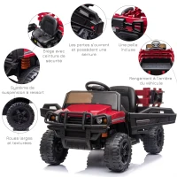 HOMCOM Voiture électrique Enfant 3 à 8 Ans - Buggy Quad électrique 2 Moteurs 35 W - V. Max. 5 Km/h - télécommande - Effets Lumineux sonores - Rouge(m-7)