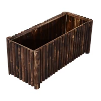 Outsunny Raised Flower Bed Wooden Rectangular Planter Container Box Herb Pot 120L x 50W x 50H (cm)(m-11)