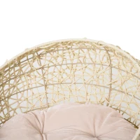 PawHut Panier chat lit chat cosy grand confort dim. Ø 56 x 35H cm coussin moelleux inclus PVC imitation rotin beige(m-8)