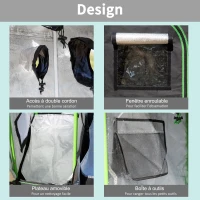 Outsunny Chambre de Culture hydroponique Tente de Culture Grow Box 0,9L x 0,6l x 1,35H m jardinière Incluse Oxford 600D Mylar Noir Vert(m-7)