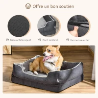 PawHut Lit pour animaux de compagnie panier pour chien orthopédique mousse à mémoire avec housse lavable amovible 75 x 60 x 20 cm gris blanc(m-7)