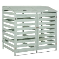Outsunny Abri poubelles - abri de Jardin - 2 Portes verrouillables - dim. 131L x 85l x 125H cm - Bois Sapin Vert d'eau(m-1)