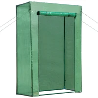 Outsunny Serre de Jardin Serre à tomates dim. 1L x 0,5l x 1,5H m Porte zippée déroulante Acier PE Haute densité 140 g/m² Anti-UV Vert(m-1)