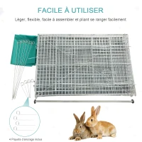 PawHut Parc enclos acier cage extérieure dim. 2,20L x 1,03l x 1,03H cm 3 portes et trappe surface abrité PE vert(m-7)