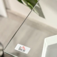 HOMCOM Bureau Informatique multimédia Design Contemporain tiroir Coulissant MDF Plateau Verre trempé châssis métal Blanc(m-8)