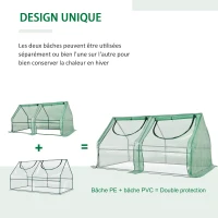 Mini serre de jardin serre à tomates double bâche acier PE PVC vert(m-4)