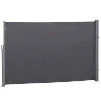 Outsunny Store latéral Brise-Vue paravent rétractable dim. 3L x 1,8H m métal Polyester imperméable Anti-UV Haute densité 180 g/m² Gris(m-1)