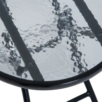 Outsunny Conjunto de móveis de jardim, mesa redonda Ø46x49 cm e 2 cadeiras 68x90x106 cm dobráveis  para varanda cinza(m-7)