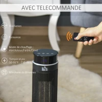 HOMCOM Chauffage soufflant oscillant 2000 W - mini radiateur céramique PTC - 3 modes - télécommande incluse - chauffage d'appoint noir(m-6)