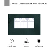 Outsunny Conjunto de 2 Paredes Laterais para Tendas de 3x3m e 3x6m Paredes Laterais para Tendas com Janelas Transparentes 293x193cm Verde Escuro(m-4)