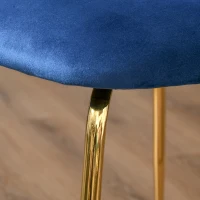HOMCOM Set di 2 Sedie da Cucina Sedie da Pranzo con Schienale Tessuto Poliestere Gambe in Metallo Blu+Oro 52 x 52 x 81 cm(m-8)