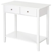 HOMCOM Mobile Consolle con 2 Cassetti e Ripiano Inferiore in Legno, 80x40x75cm, Bianco(m-1)