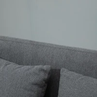 HOMCOM Divano Doppio Rivestimento con Cuscini, Divanetto in Tessuto, Design Compatto Moderno a Due Posti, Regolabile in Altezza, Vellutato, Poliestere, Gomma, Legno, Schiuma, 130 x 70 x 80 cm, Grigio e Naturale(m-5)