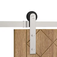 HOMCOM 6.5FT / 2m Stainless Steel Sliding Door Kits Barn Hardware Closet Set Modern Style Track System For Single Wooden Door(m-8)