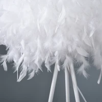 HOMCOM Candeeiro de Pé com Tripé de Metal Ecrã de Plumas Interruptor de Pé para Dormitório Sala de Estar Estúdio 54x54x147cm Branco(m-6)