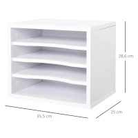 Vinsetto Organizer da Scrivania in Legno a 4 livelli, 35.5x25x28.6cm, Bianco(m-3)