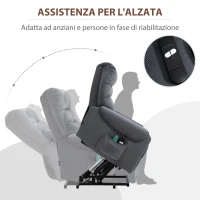 HOMCOM Poltrona Reclinabile Massaggiante con Telecomando, in Poliestere e Metallo, 79x97x103 cm, Grigio(m-6)