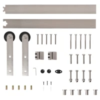 HOMCOM 6.5FT / 2m Stainless Steel Sliding Door Kits Barn Hardware Closet Set Modern Style Track System For Single Wooden Door(m-1)