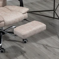 Vinsetto Sedia da Ufficio Girevole con Funzione Reclinabile, Poggiapiedi, Sedile Regolabile in Altezza, Sedia da Scrivania, Microfibra, Plastica, Metallo, Nylon, 63 x 71 x 110-118 cm, Beige(m-5)