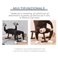 HOMCOM Panca Multifunzione Pieghevole, Altezza e Inclinazione Regolabile, 130x37x45-108cm, Nero(m-6)