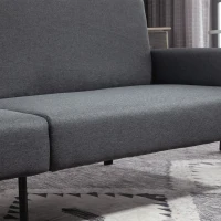 HOMCOM Divano Letto Pieghevole a 2 Posti in Tessuto Effetto Lino e Acciaio, 214x94x81 cm, Grigio(m-11)