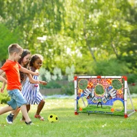 HOMCOM Porta da calcio per Bambini 3-12 anni, Rete da Giardino, Bersagli Inclusi, in Plastica, 116x48x76 cm(m-2)