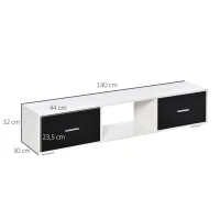 HOMCOM Mobile TV Moderno per Televisori fino a 60" con 2 Cassetti, 140x30x32cm, Bianco e Nero(m-3)