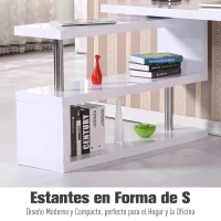 HOMCOM Mesa de Escritorio con Estantería para Hogar de MDF y Acero Inoxidable 187,5x50x76,1 Blanco(m-5)