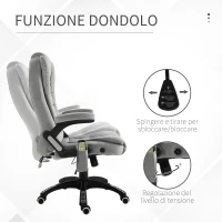 Vinsetto Sedia da Ufficio con Funzione Massaggiante e Altezza Regolabile, in PU, 67x67x116-126 cm, Grigio(m-4)