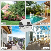 Outsunny Set da Giardino in Rattan 3 pezzi, 2 Poltrone con Cuscino e Tavolino, Grigio(m-6)