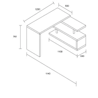 HOMCOM Mesa de Escritorio con Estantería para Hogar de MDF y Acero Inoxidable 187,5x50x76,1 Blanco(m-8)