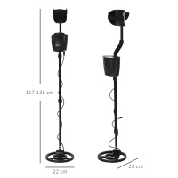 Outsunny Metal Detector Professionale, Regolabile e Impermeabile con Display LED, 23x22x114-135cm(m-3)