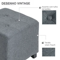 HOMCOM Banco Otomano Baixo Acolchoado Apoio para os pés com Pernas de Madeira Maciça  35x35x35 cm Cinza(m-5)
