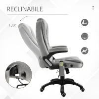 Vinsetto Sedia da Ufficio con Funzione Massaggiante e Altezza Regolabile, in PU, 67x67x116-126 cm, Grigio(m-5)