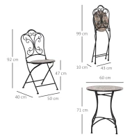 Outsunny Set de gradina in stil bistro cu 3 piese, cu masa de cafea si 2 scaune pliabile(m-3)