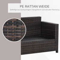 Outsunny Poly-rotan bank met kussens 3-zits loungebank tuin metaal polyester bruin(m-6)