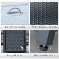 Outsunny Square Propane Gas Fire Pit Table, 40000 BTU Rattan Smokeless Firepit Patio Heater with Lava Rocks and Lid, 71cm x 71cm x 62cm, Black(m-7)