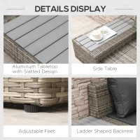 Outsunny 4 PCs Rattan Garden Furniture Outdoor Sectional Corner Sofa and Coffee Table Set - Conservatory Wicker Weave Furniture with Armrest and Cushions, Light Grey(m-7)