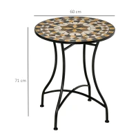 Outsunny Masa Rotunda Stil Bistro de 60 cm cu Mozaic pentru Gradina, Veranda, Exterior, Balcon, Gri(m-3)