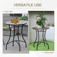 Outsunny Masa Rotunda Stil Bistro de 60 cm cu Mozaic pentru Gradina, Veranda, Exterior, Balcon, Gri(m-5)