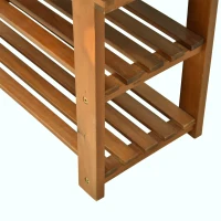 HOMCOM Acacia Wood Shoe Bench,  3-Tier Shoe Storage Rack, Hallway Organizer Shelf, for Entryway, Living Room, Bedroom, 70 x 28 x 45 cm, Teak(m-7)