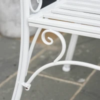 Outsunny 2 Seater Garden Bench, Antique Outdoor Double Seat Chair with Decorative Cast Iron Backrest for Backyard Porch, White(m-7)