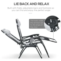 Outsunny Zero Gravity Chair, Folding Recliner, Patio Sun Lounger with Cup Holder, Adjustable Backrest, Padded Pillow for Outdoor, Patio, Deck, Poolside, Light Grey(m-4)
