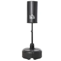 HOMCOM Saco de Boxeo de Pie con Soporte Ajustable en Altura de 3 Niveles Punching Ball con Base Rellenable de Arena 45 kg o Agua 30 kg para Hogar Gimnasio Ø68x150-170 cm Negro(m-1)